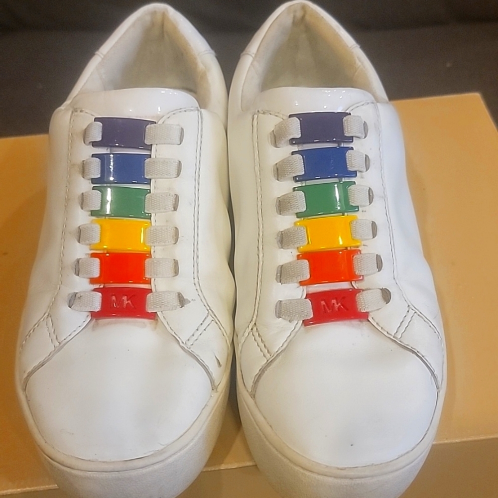 Shoes, Michael Kors, white, rainbow size 5